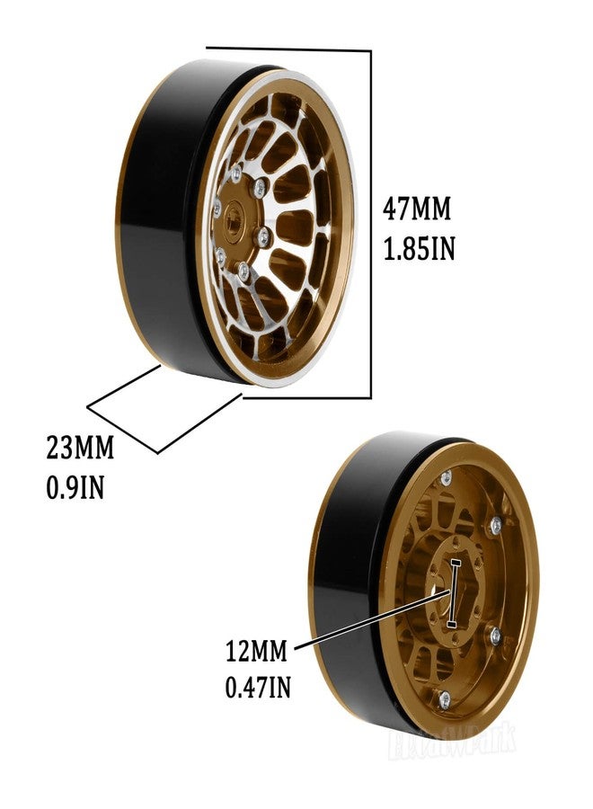 جنوط عجلات BRCatWPark RC مقاس 1.55 بوصة بنظام Beadlock لسيارات الزحف التي تعمل بالتحكم عن بعد من نوع Tamiya AX90069 D90 TF2 CC01 CC02 بمقياس 1/10، 4 قطع من جنوط سبائك الألومنيوم، لون بني - Image 5